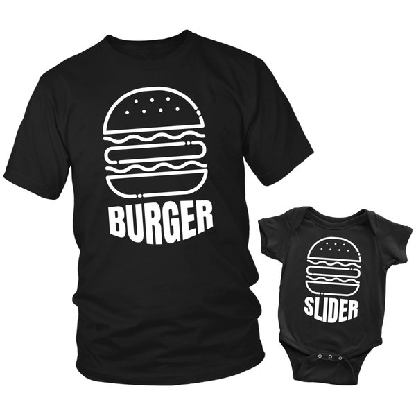 Burger Slider passende Shirts Vater T-Shirt Baby Body Set