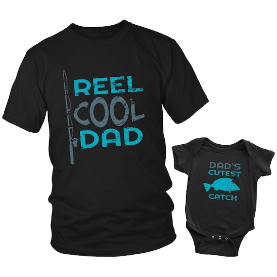 Reel Cool Dad and Dads Cutest Catch Fathers Day Shirts Matching