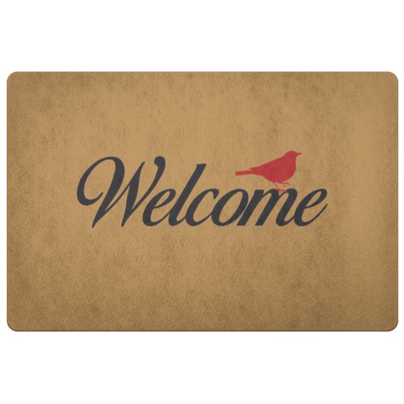 Red Bird Cardinal Doormat Quote Door Mat Housewarming Gift Welcome Mat Front Porch Decor