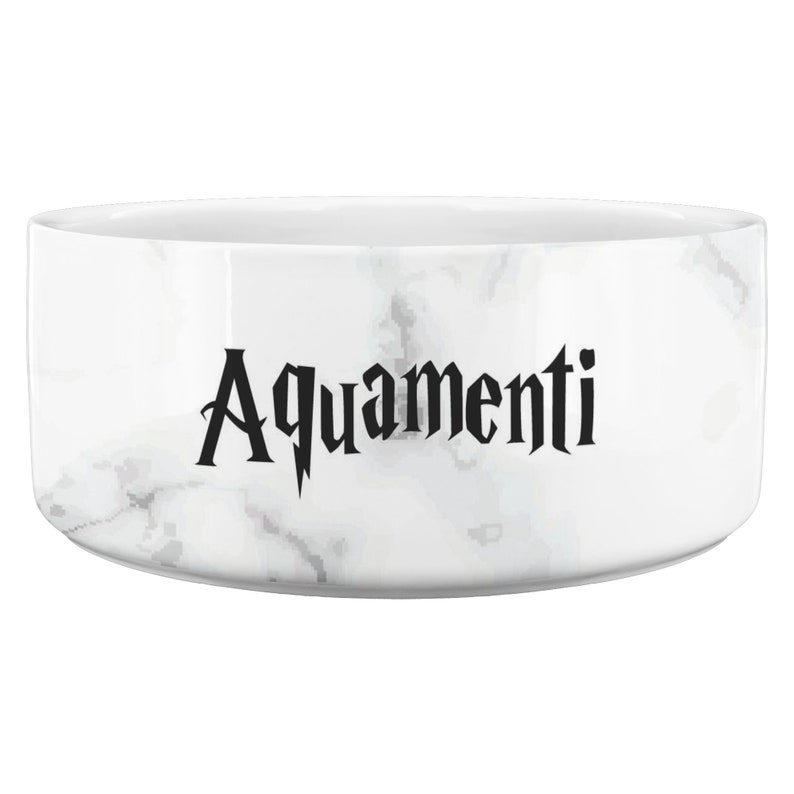 White Marble Ceramic Dog Bowl Aquamenti Food And Water Dish Gift For Pet