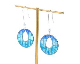 Handmade Enamel earrings - Enamel hoops - Hoop Earrings