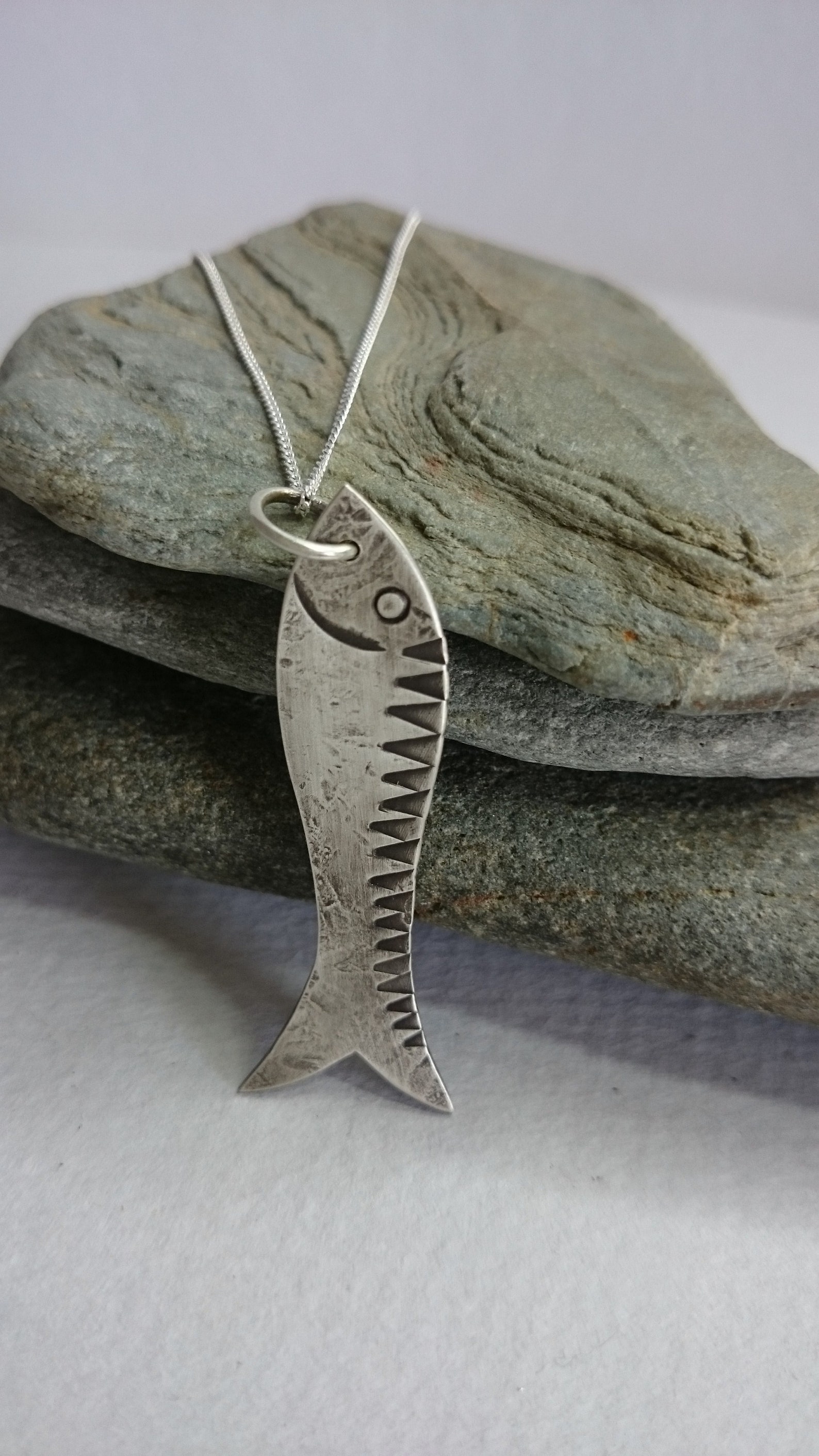 Handmade Silver Necklace - Silver Fish Necklace - Silver Fish Pendant ...