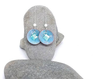 Handmade Enamel earrings - Blue enamel earrings