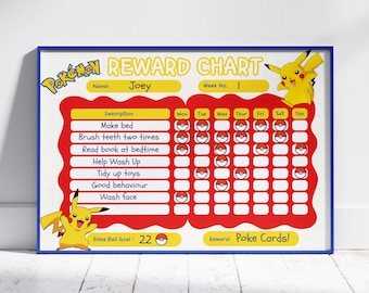 Pokémon Reward Chart | Pikachu Chore Tracker | Digital Potty Training Board |Printable Kids Weekly Routine| Good Behaviour| for Boys & Girls