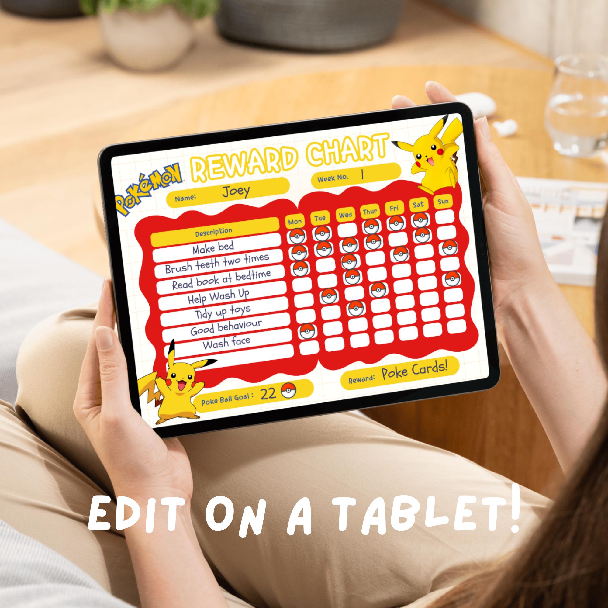 Pokémon Reward Chart | Pikachu Chore Tracker | Digital Potty Training ...