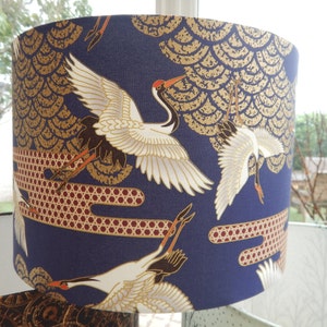 Lampshade, Crazy Crane Birds (Dark Blue)