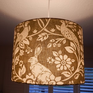 Lampshade and Cushions , Hare and Pheasant-Moss Green