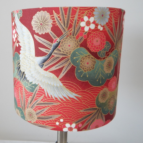 Lampshades Red Crane Bird Fabric