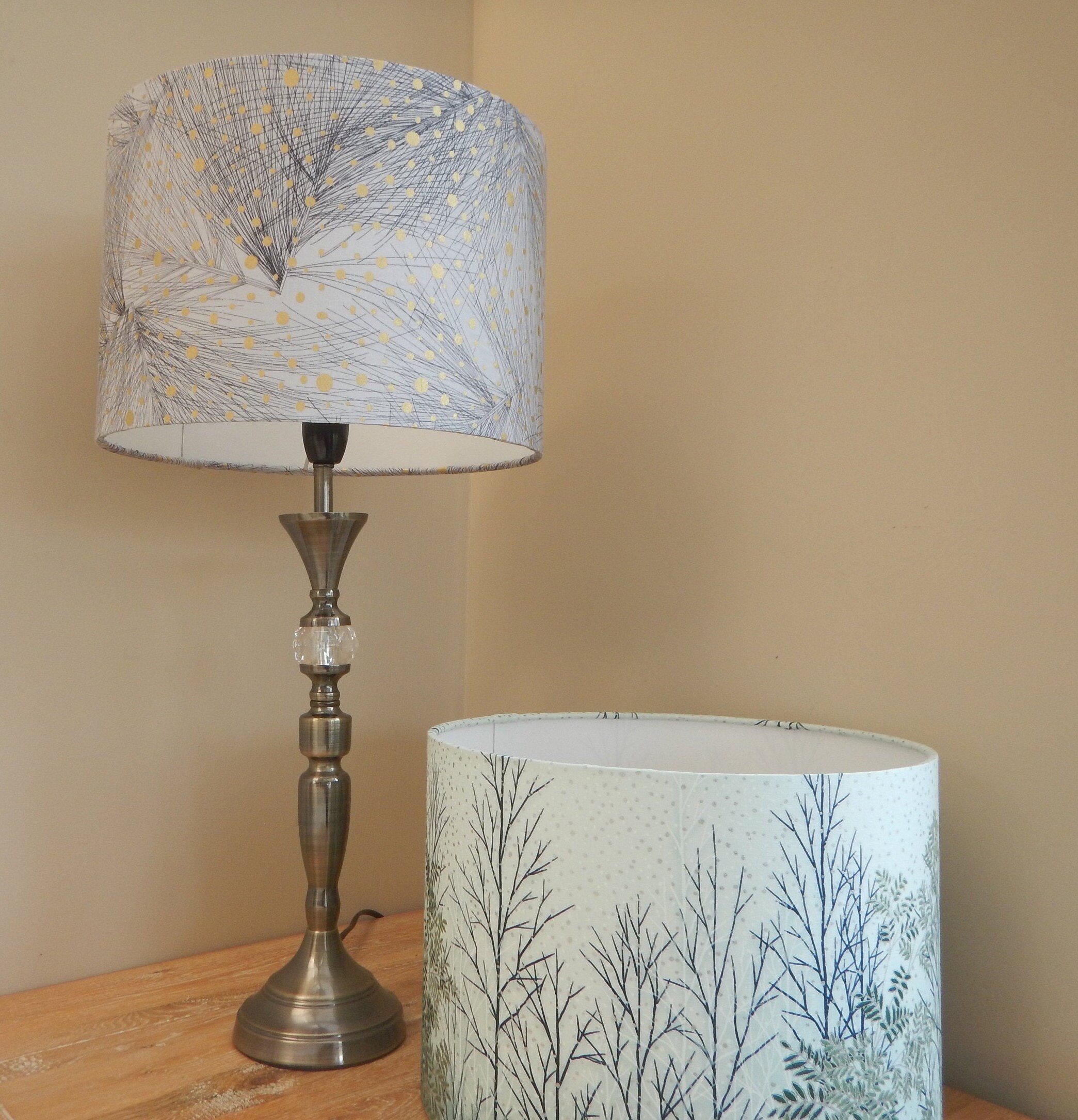 Lampshade Grey and Gold. Etsy