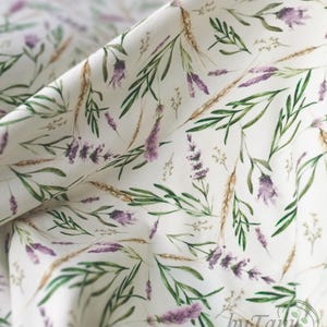 Maglia elastica con motivo a fiori di campo, lavanda, orzo, rami, fiori, campo di grano, fiori di campo, tessuto elastico, leggings, morbido, verde