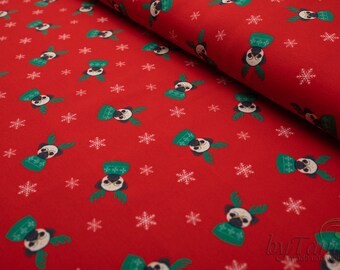 Xmas French Terry, Christmas fabric, Cute Bulldog, Sewing, Quilting, Sweater, Dress