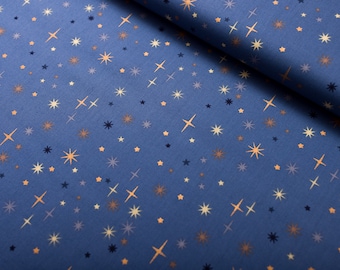 Christmas fabric, cotton poplin printed, starry night, starry sky, denim blue, cotton fabric, Christmas, Christmas, Christmas fabric