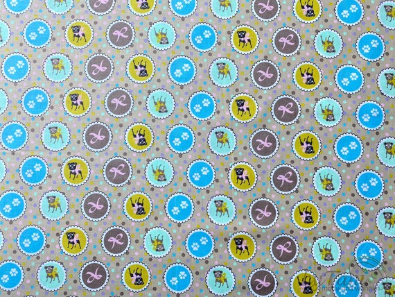 Tissu Bulldog Et Copines En Coton Popeline 100% - Dimensions 50x80 Cm, Motif Chiens, Parfait Pour Couture Et DIY !