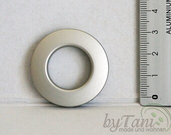 Decoratieve stoffen oogjes, kunststof oogjes, mat roestvrij staal 20 x 36 mm, set van 10
