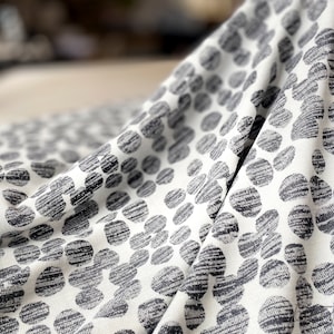 Knitted Jersey With Black and White Dots, Jersey Stretch In With Black Motifs And White Patterns, Viscose Fabric For Sewing, Soft Dots