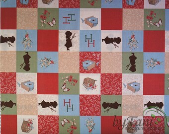 Patchwork Cotton Fabric Holly Hobbie Country 1, Patch, Pattern, Birdhouse, Flowers, Flower