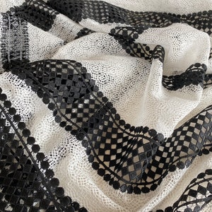 Lace in black and white, Embroidery lace, Embroidery fabric, High quality, Lace fabric, Clothing fabric, Decorating, Decorated, Decoration, Decoration image 10