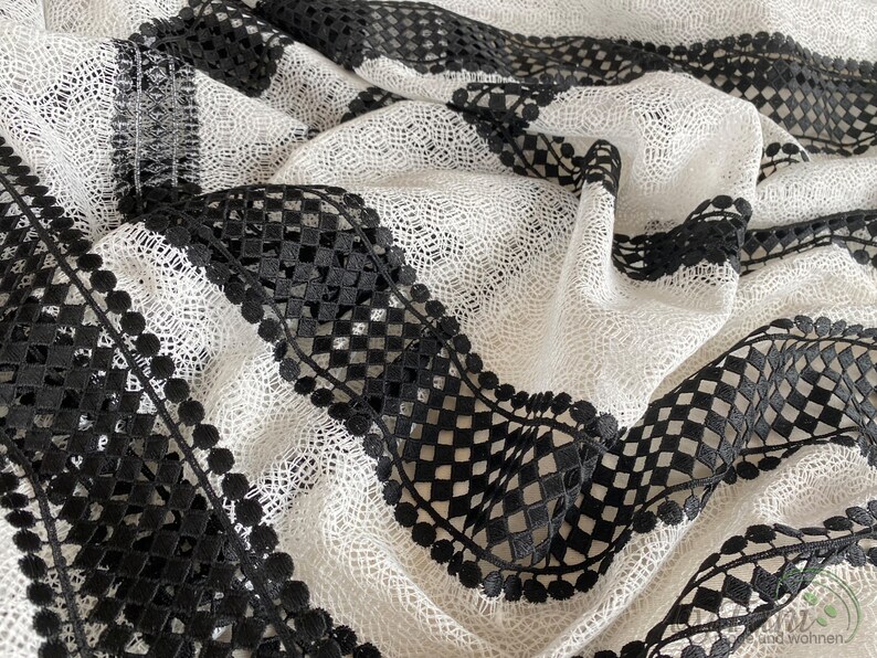 Lace in black and white, Embroidery lace, Embroidery fabric, High quality, Lace fabric, Clothing fabric, Decorating, Decorated, Decoration, Decoration image 10