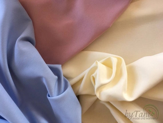 Baumwollsatin Uni in verschiedenen Farben, Blau, Rosa, Vanille, Hochwertig, Satin, Uni, Dekorativ, Deko, Meterware, Multi Fabric, Fashion