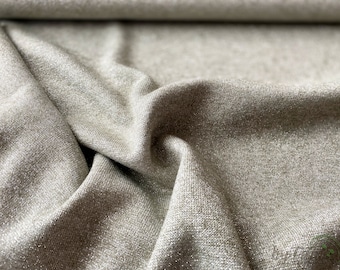 Lurex Jersey Dark, Dark Jersey Fabric In Uni Beige, Shiny Fabric For Decorating, For Sewing, Glossy Surface Lurex, Viscose