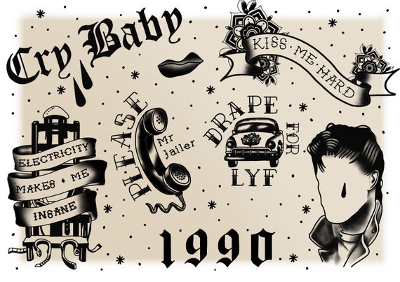 Tattoo Flash Wall Decor Cry Baby Digital Artwork 90s Film - Etsy