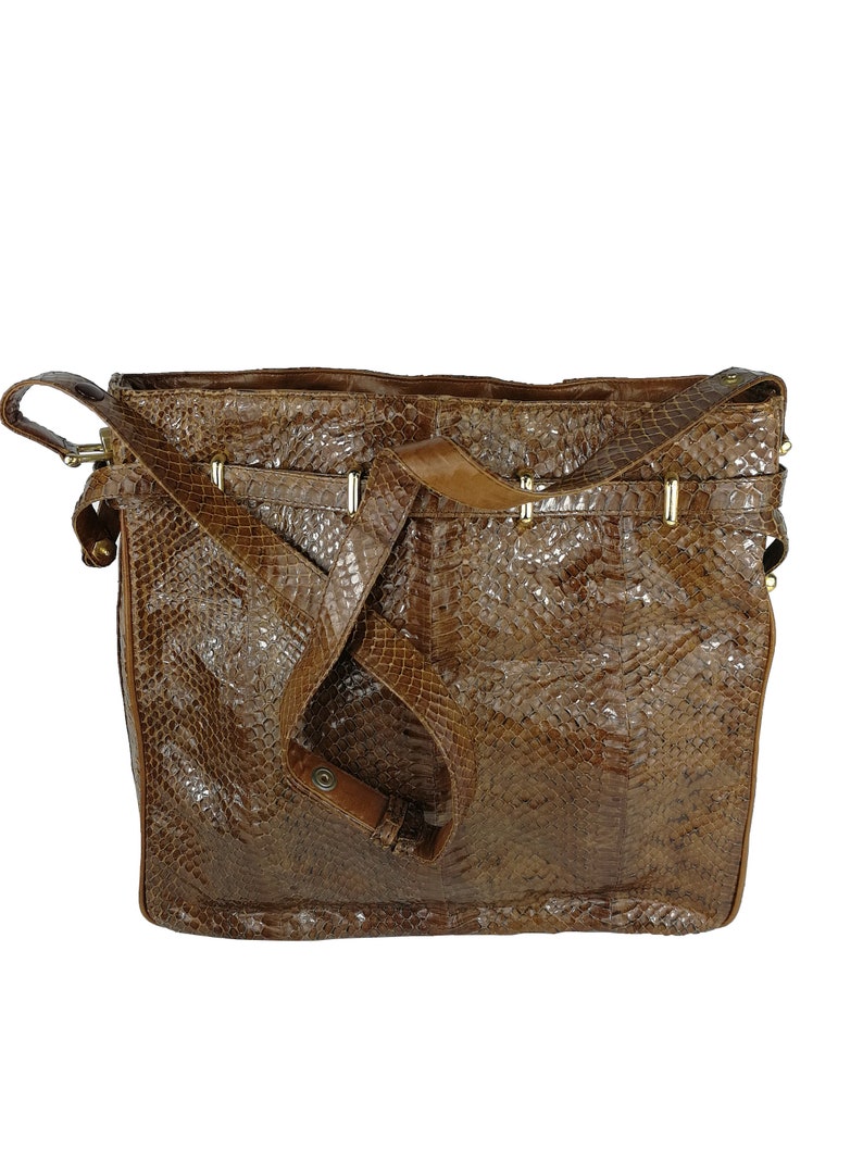 Python bag vintage bag 60s bag crossbody reptile serpens sac python bag vintage year 60 brown