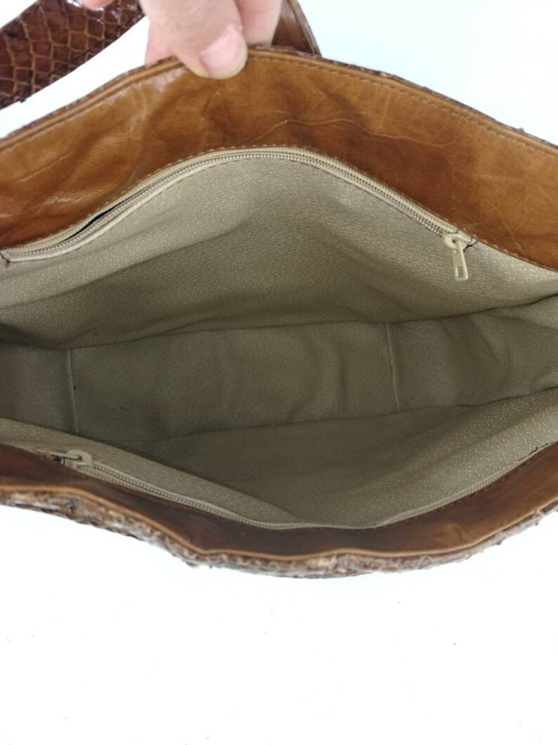 Python bag vintage bag 60s bag crossbody reptile serpens sac python bag vintage year 60 brown