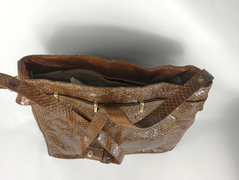 Python bag vintage bag 60s bag crossbody reptile serpens sac python bag vintage year 60 brown