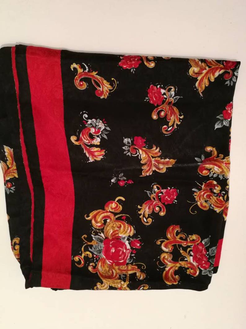 Rare Fendi vintage scarf red black scarf pure silk scarf black | Etsy