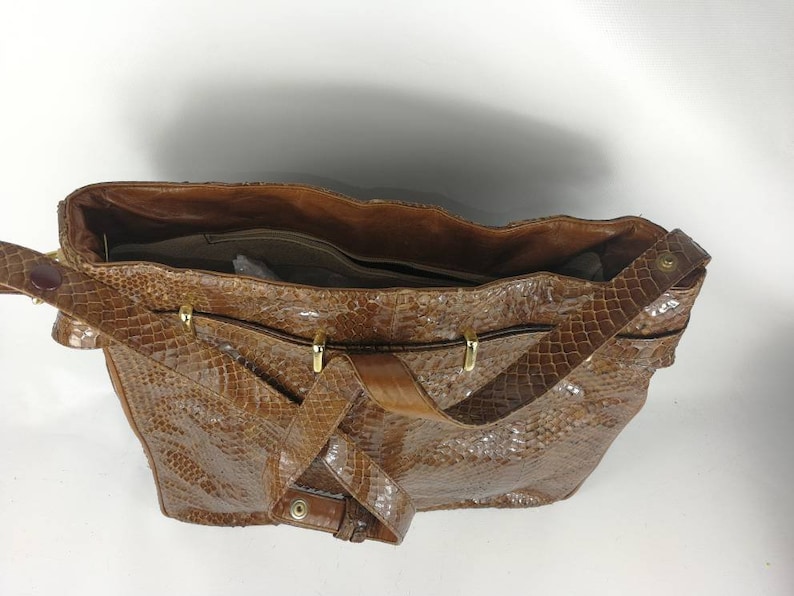 Python bag vintage bag 60s bag crossbody reptile serpens sac python bag vintage year 60 brown