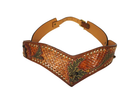 Vintage leather belt Cowboy cowgirl python reptile