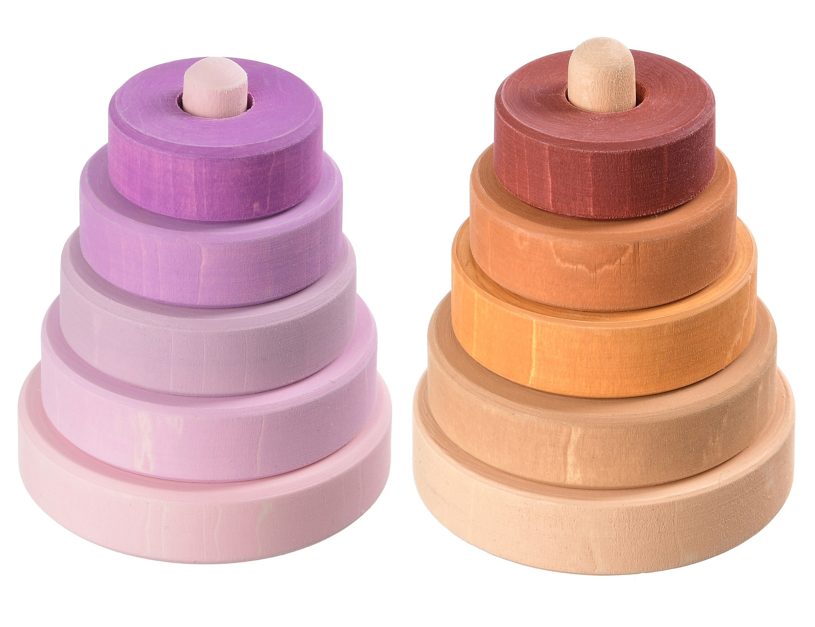 Small stacking toy Wooden pyramid Rainbow toy Waldorf toy Etsy