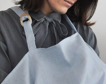 Pale Blue 100% Linen Breastfeeding Nursing Cover