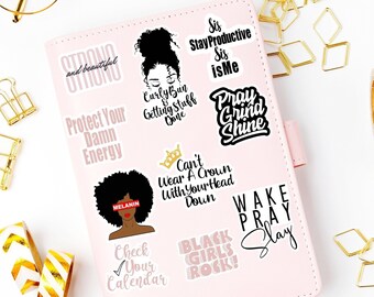 Ready To Ship! Black and Productive Sticker Bundle, 10 Sticker Bundle, Vinyl Stickers, Laptop, Book and Journal Stickers, Die Cut Stickers