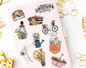 Positive Motivational Sticker Bundle, 10 Sticker Bundle, Vinyl Stickers, Laptop, Book and Journal Stickers, Die Cut Stickers