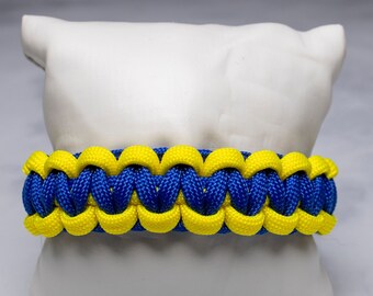 Support Ukraine, Stand With Ukraine 550 Paracord Paracord Bracelet, Blue, Yellow, Braided Bracelet, Metal Buckle, Ukraine Flag