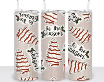 Christmas Tree Cake Tumbler, 20oz Skinny Tumbler, Little Debbie Cake Tumbler