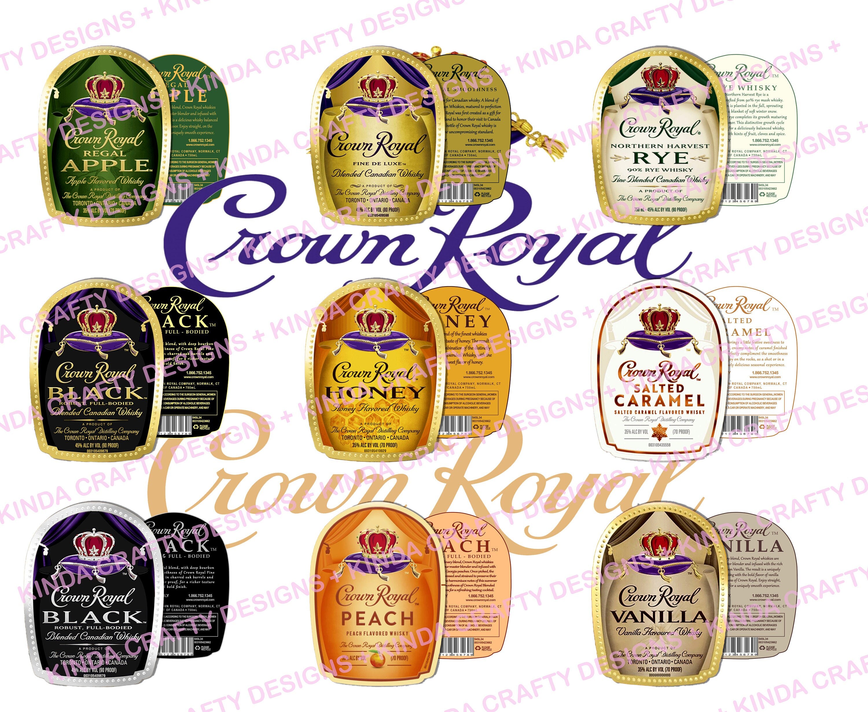 Crown Royal Bundle Labels Front/Back Peach Black Apple Etsy
