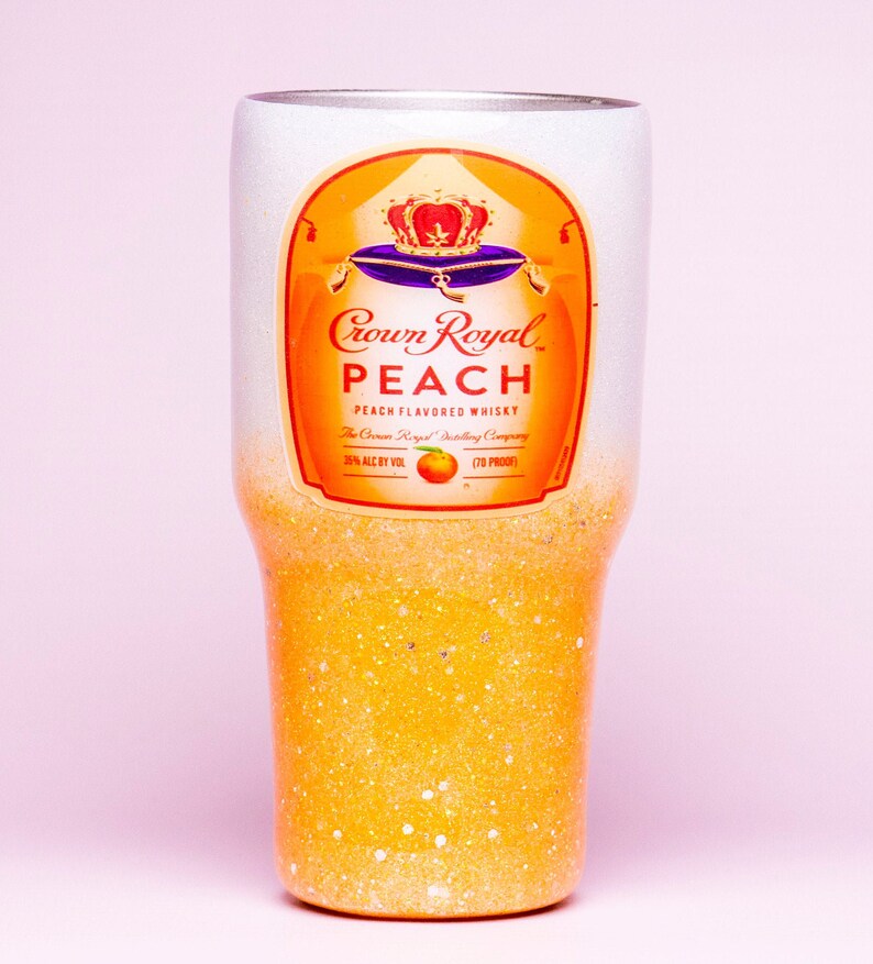 Crown Royal Peach Tumbler Peach Glitter Tumbler Orange and Etsy