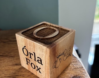 Personalised wooden baby block