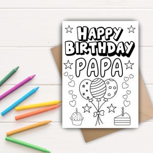 Happy Birthday Papa! Color-In Card | Printable Birthday Card for Kids to Color | DIY Craft | Instant Download