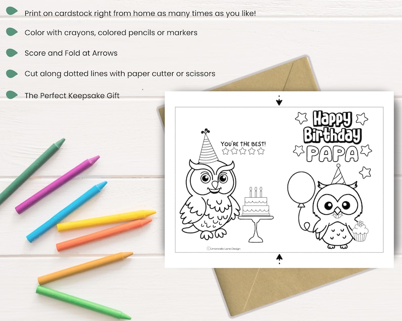 Papa Birthday Color-in Card: Printable Kids Craft DIY Gift (easy ...