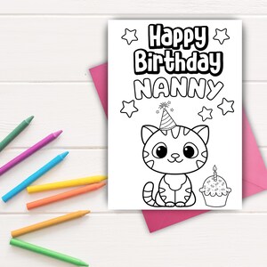 Nanny Birthday Card | Printable Birthday Card for Nanny | Gift for Nanny | Nanny Birthday Coloring Card | Nanny Color-In Card | Download
