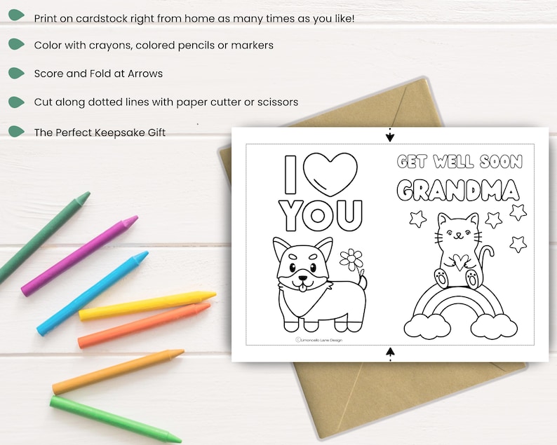 Get Well Grandma Color-in Card: Printable Gift for Grandma | Kids DIY ...
