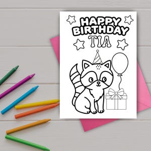 Happy Birthday Tia Color-In Card: DIY Kids Craft Gift for Tia (Instant Download PDF)