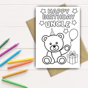 Uncle Birthday Card | Printable Birthday Card Uncle | Birthday Gift for Uncle | Birthday Color-in Card for Uncle | Download Birthday Card