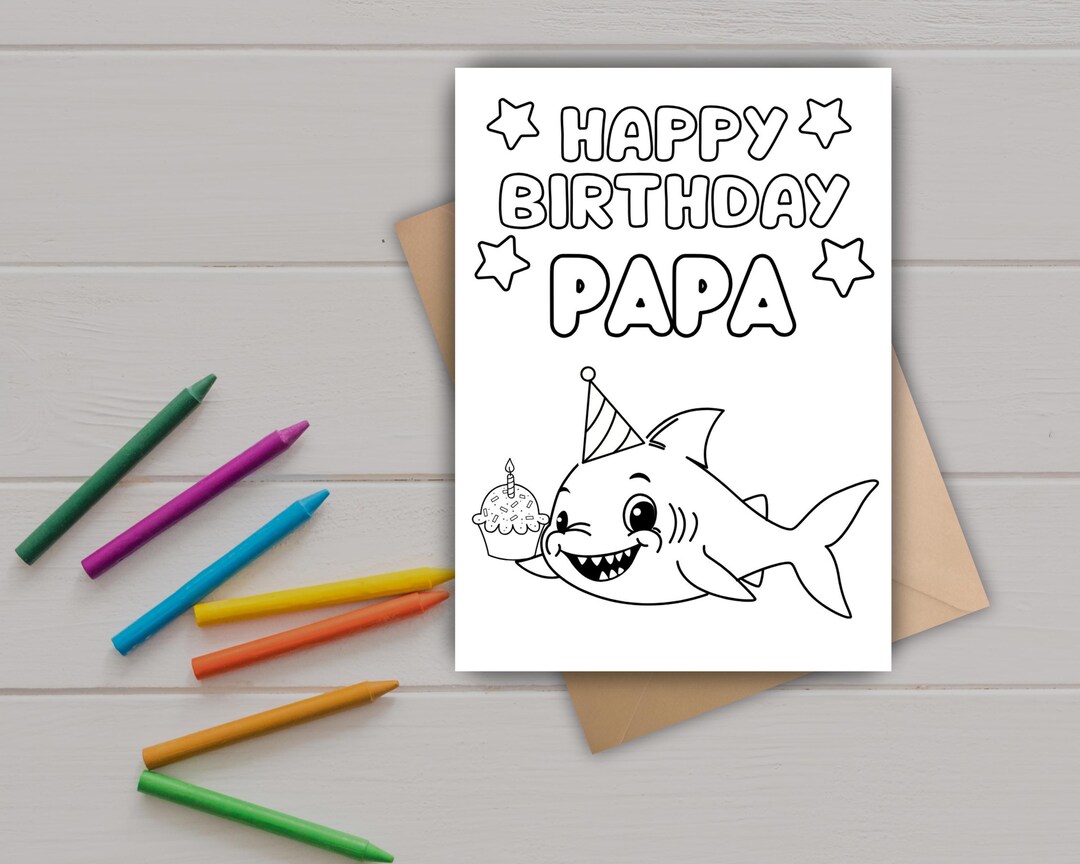 Papa Birthday Color-in Card: DIY Kids Printable Coloring Gift for Papa ...
