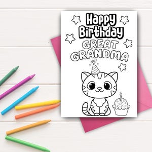 Great Grandma Birthday Card | Printable Birthday Card Great Grandma | Gift for Great Grandma | Coloring Card | Great Grandma Color-In Card