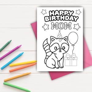 Mom Birthday Color-in Card | Printable Birthday Card for Mom | Gift for Mom | Coloring Card | Birthday Card Mom | Instant Download