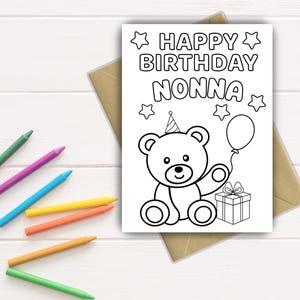 Happy Birthday Nonna Color-In Card | Printable Birthday Card for Nonna | Gift for Nonna | Birthday Coloring Card Nonna | Digital Download